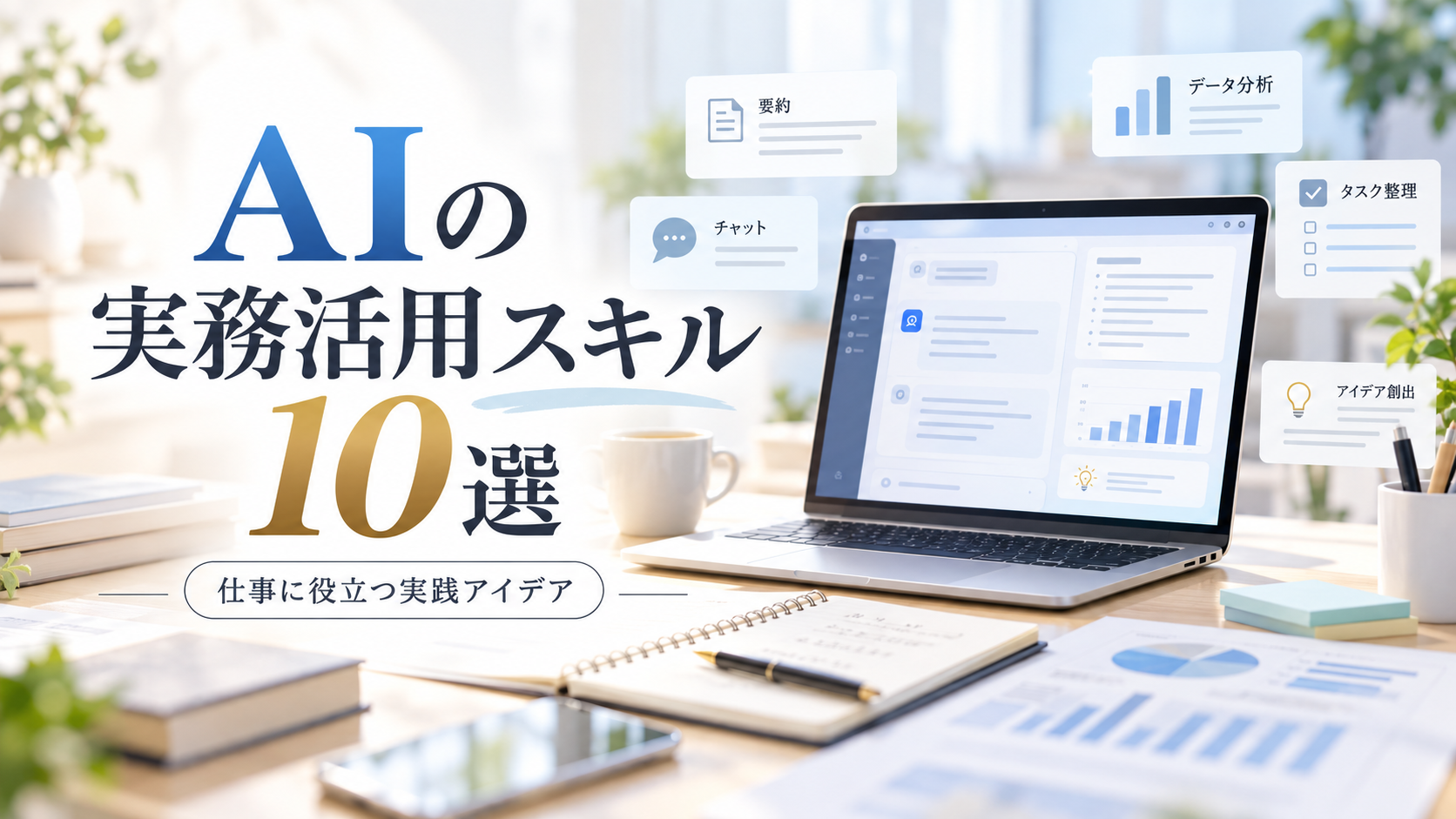 AIの実務活用スキル10選を紹介する記事のアイキャッチ画像